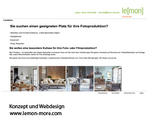 Webauftritt von Lemon_more/locationagentur